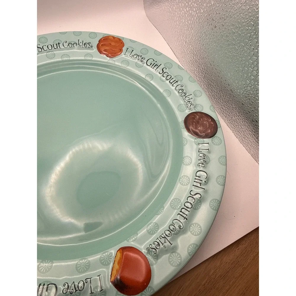 Girl Scout Cookies Plate Teal Dessert‎ Serving Dish I Love Girl Scout Cookies